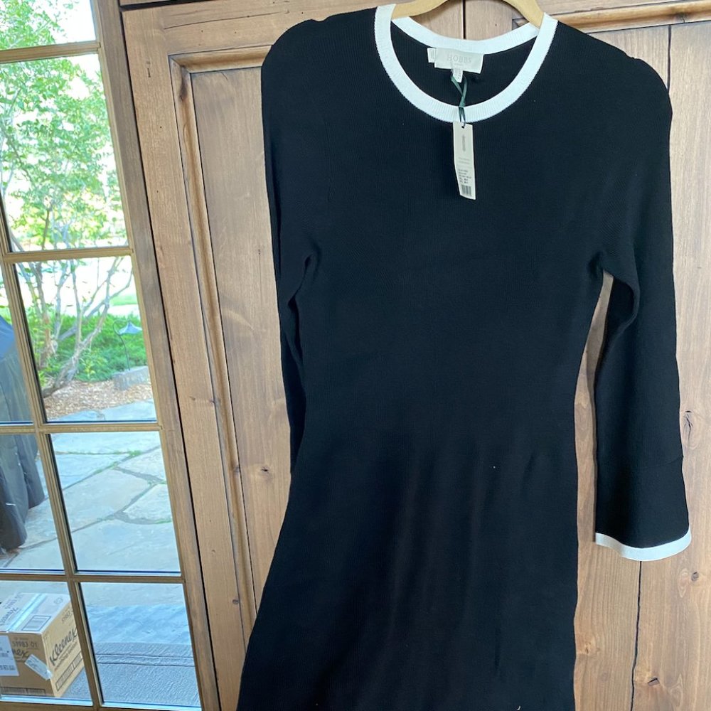 Hobbs Black Dress with Ivory, us 8, unworn
